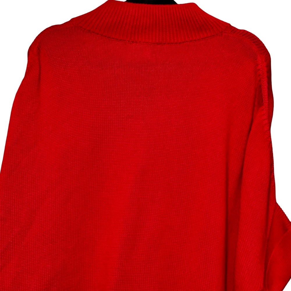 Talbots Zip Front Mock Neck Drop Shoulder Dolmain Sleeve Red Cotton Poncho L/XL - Picture 8 of 11